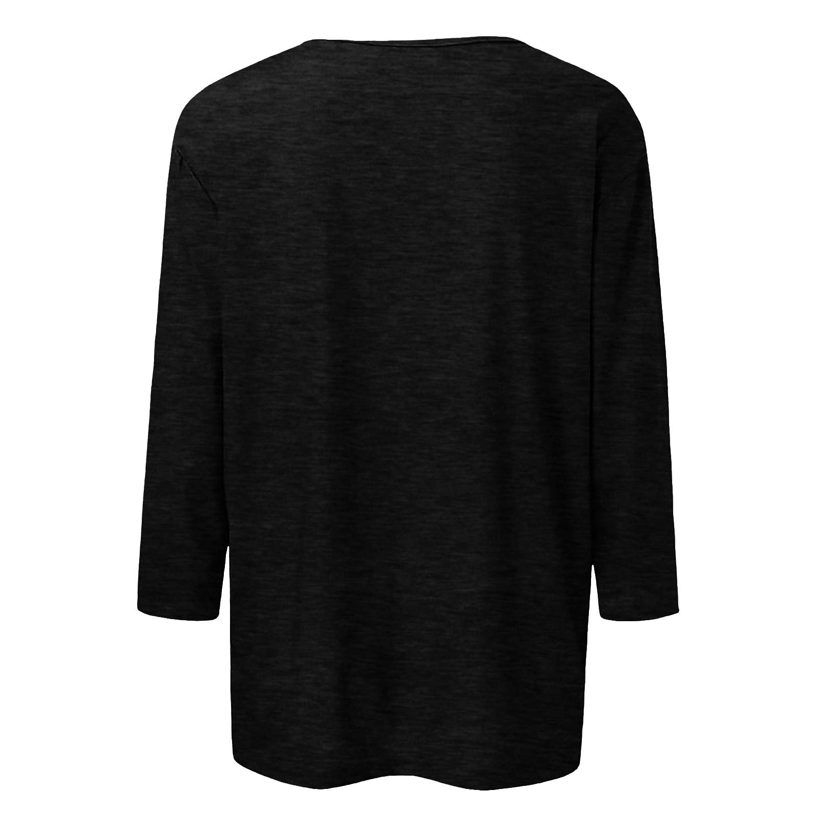 thumbnail image 5 of Camiseta básica de verano informal de color liso con cuello en V para mujer - Poliéster, manga 3/4, aberturas laterales - S-XXL, 5 of 5